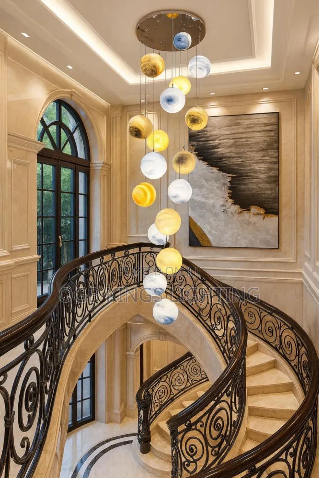 12 Dropping Staircase Marble Chandelier Living Room Lighting