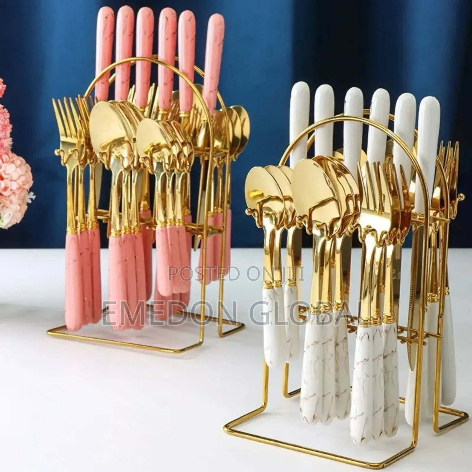 24-Piece Gold-Plated Stainless Steel Cutlery Set
