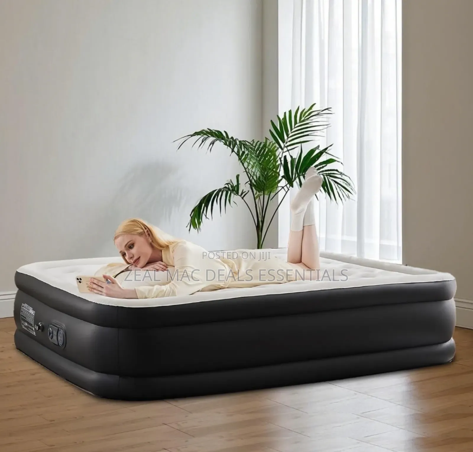 21 Holes Inflatable Air Mattress With Built-in High Capacity Pump.