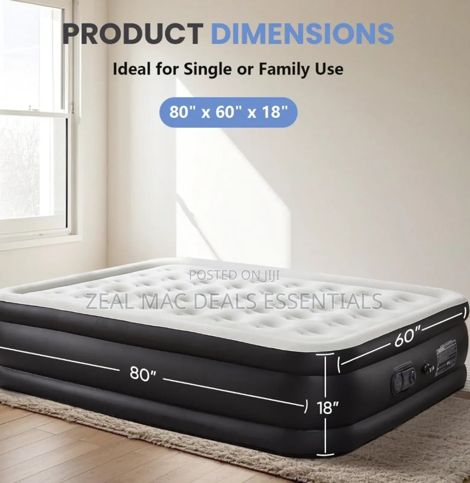 21 Holes Inflatable Air Mattress With Built-in High Capacity Pump.