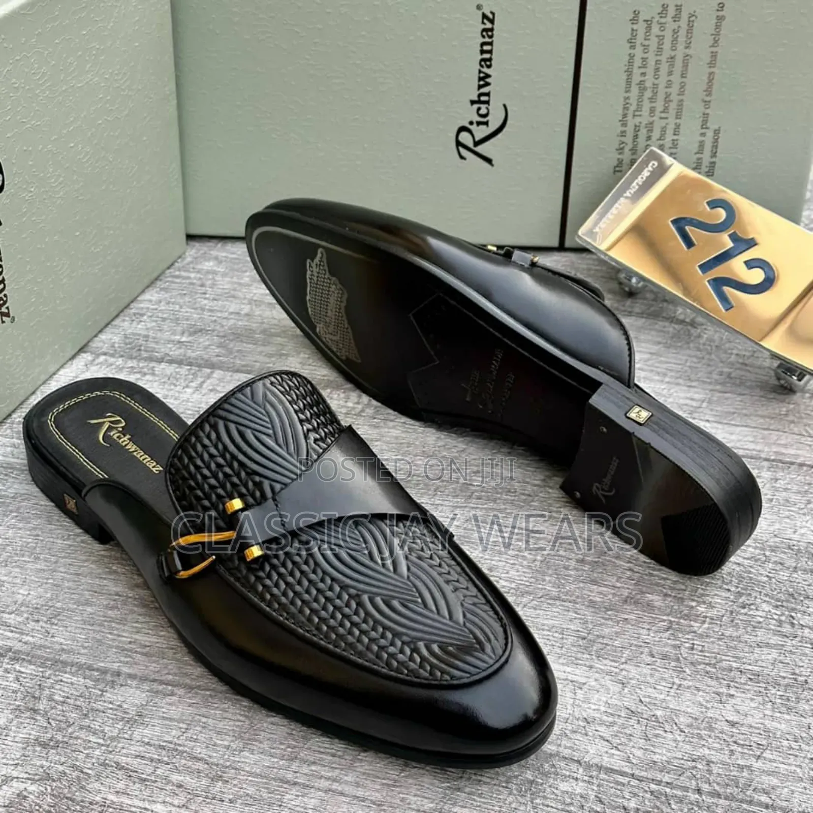 Richwanaz Half Shoe in Black and Brown