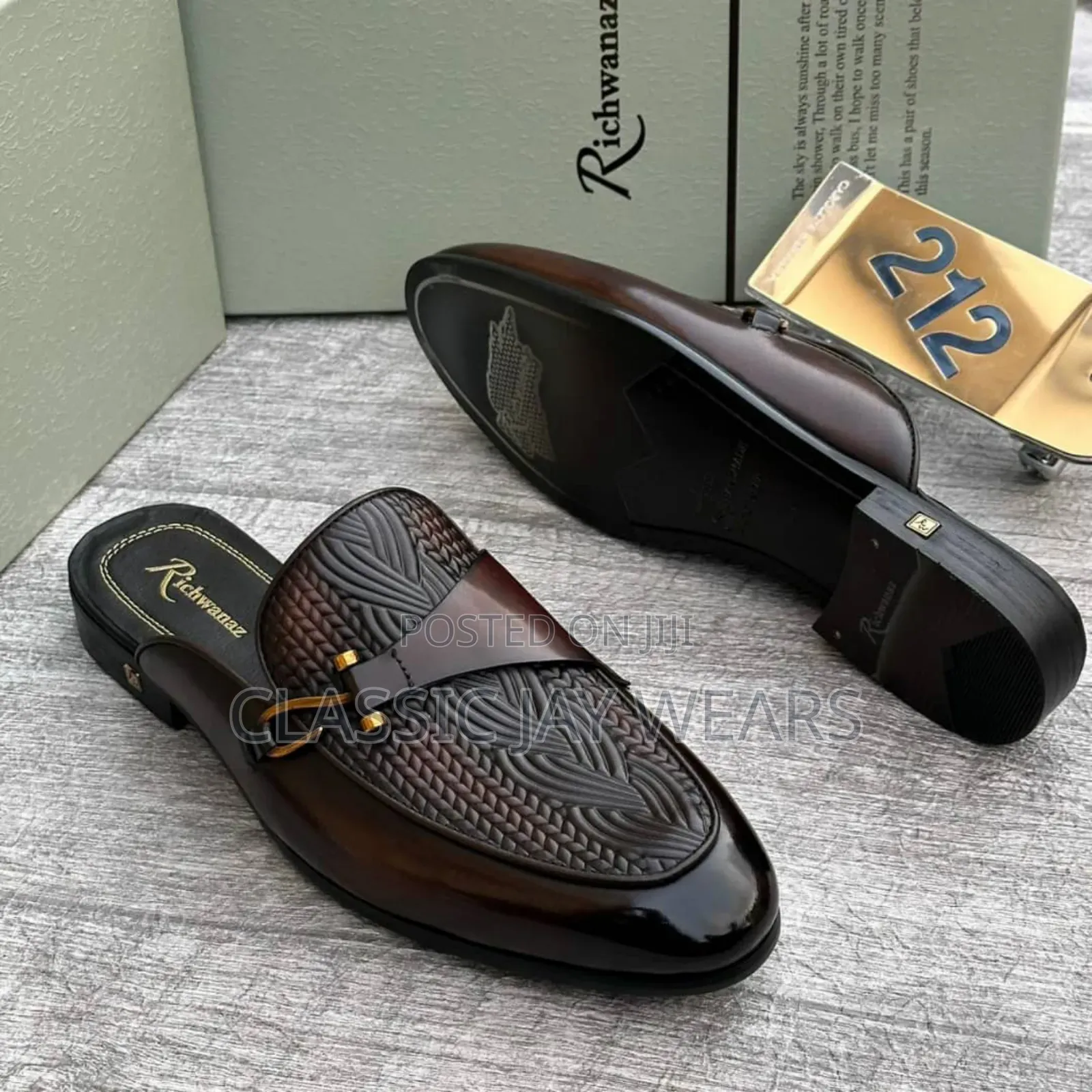 Richwanaz Half Shoe in Black and Brown
