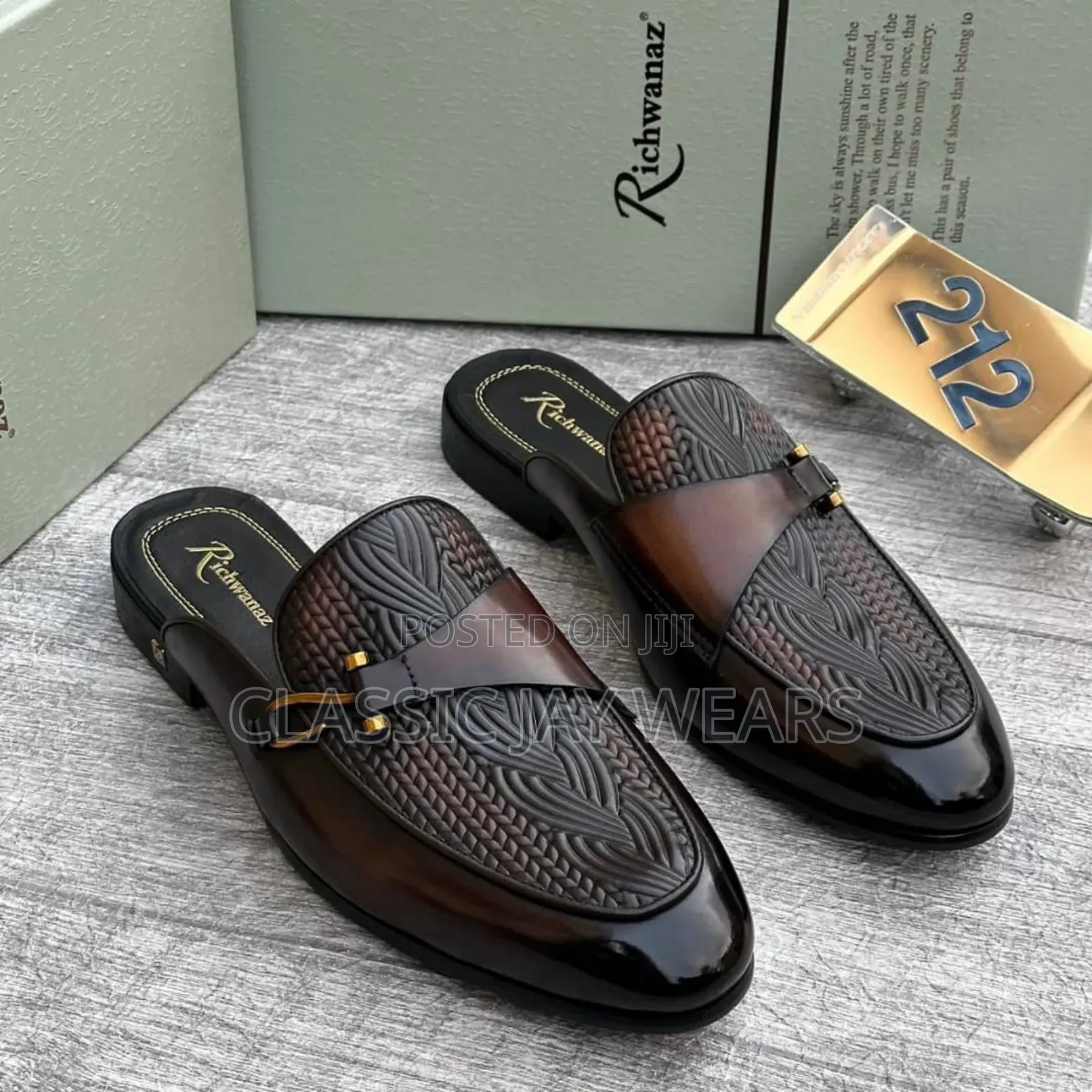 Richwanaz Half Shoe in Black and Brown