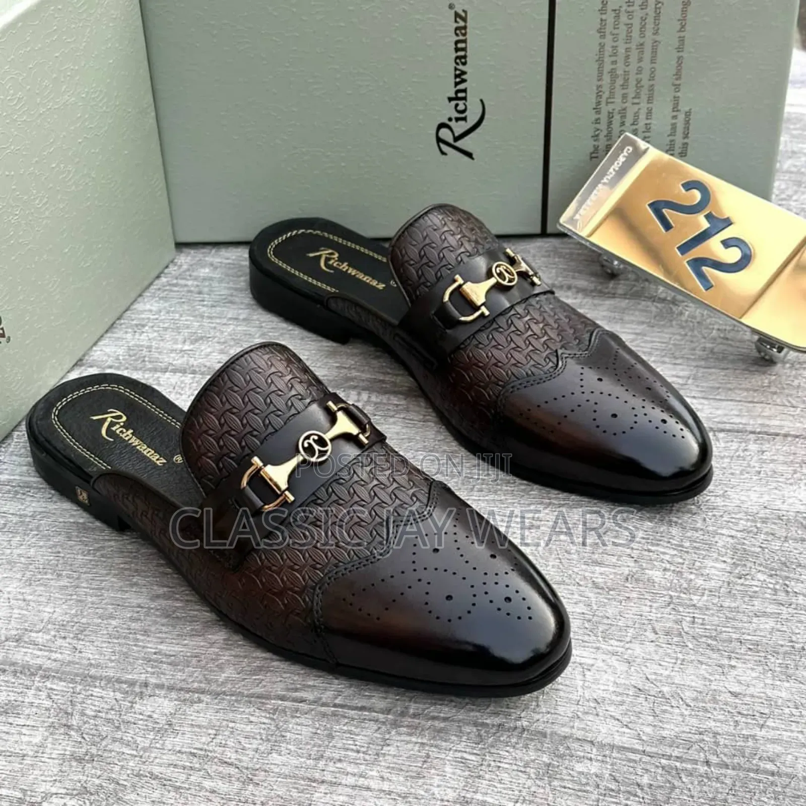 2 Color Leather Half Shoe