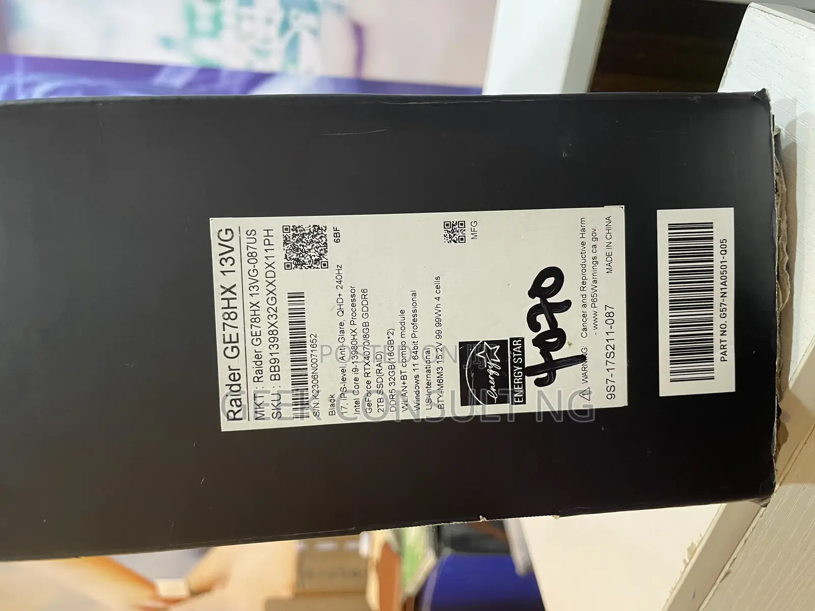 New Laptop MSI Raider GE78HX 32GB Intel Core i9 SSD 2T