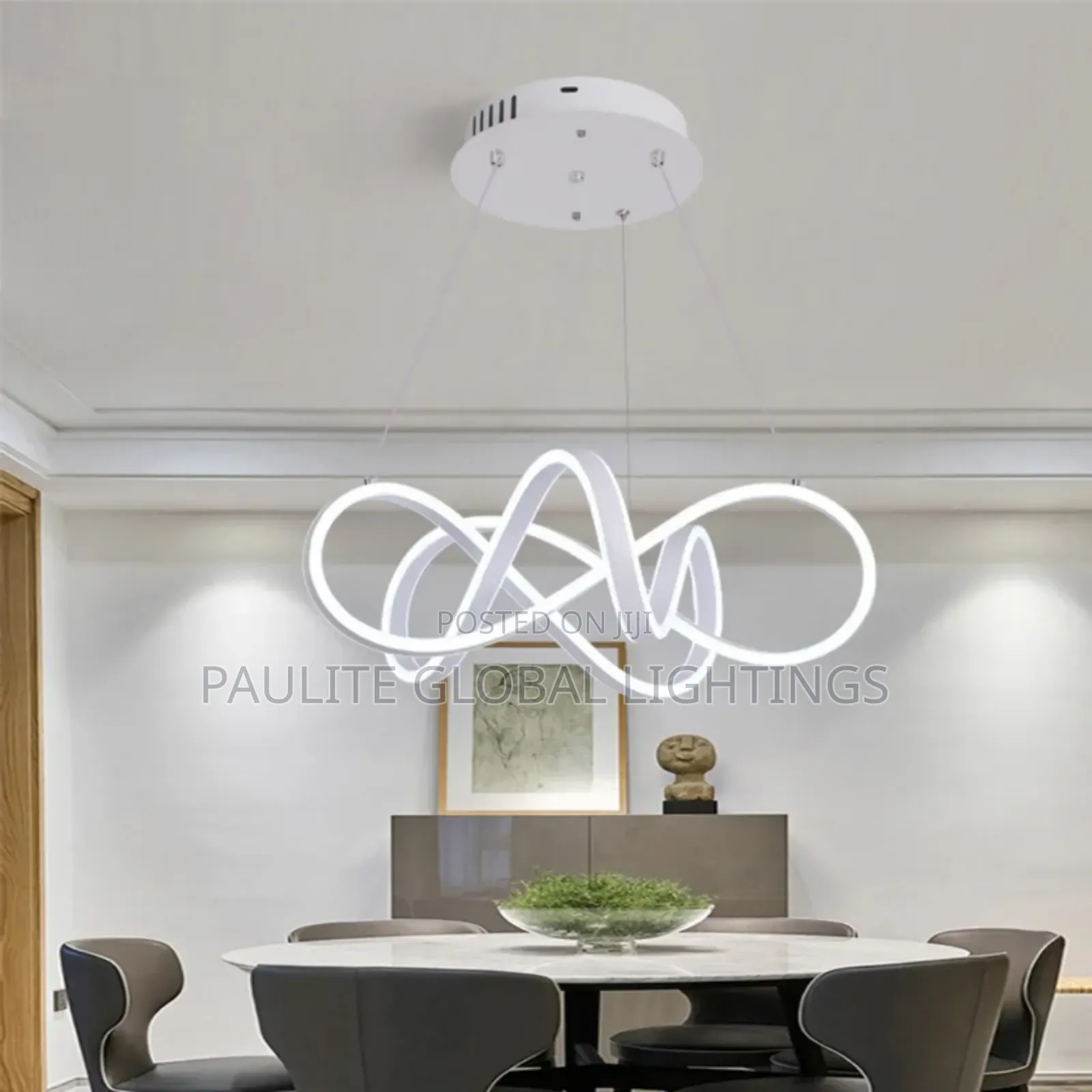 Led Curved Pendant Light With Base Luminescence