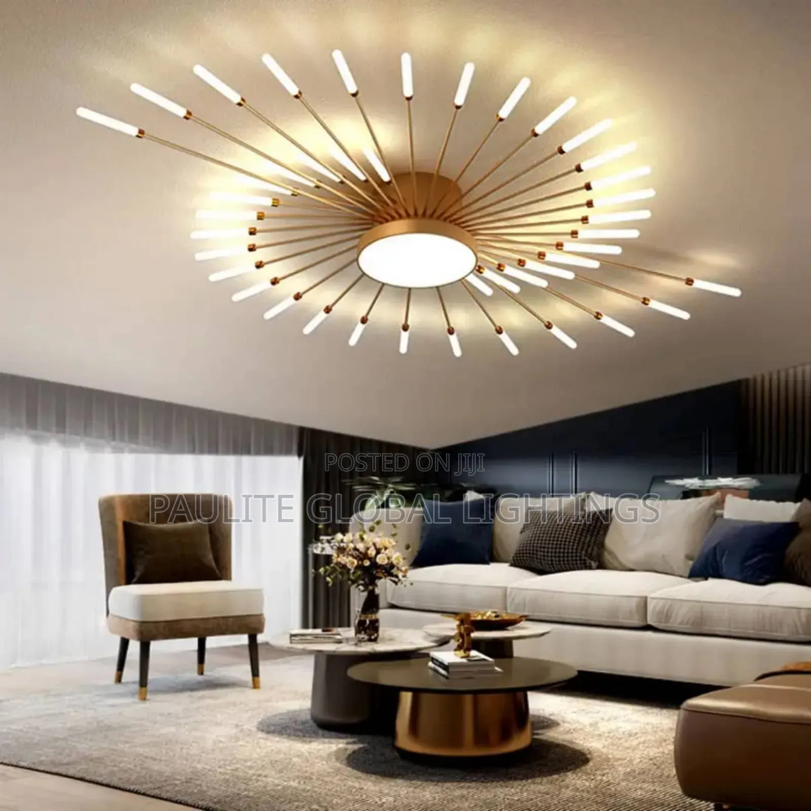 Black and Gold Body Led Multi Head Custom Fireworks Chandeliers