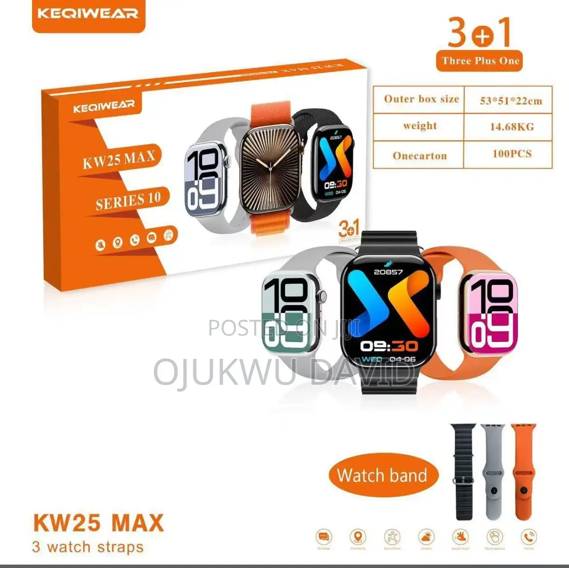 Smart Watch With 3pcs Extra Band