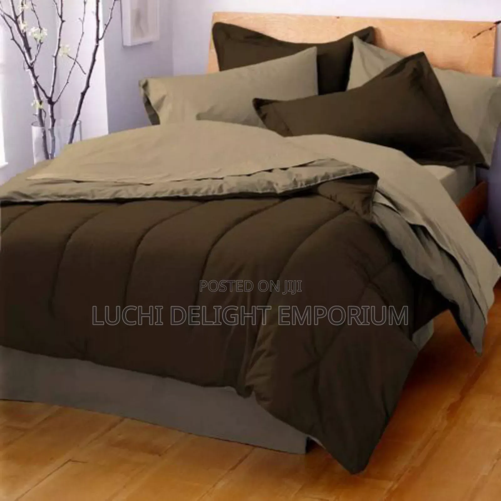 Unique Duvet, Bedsheet With 4 Pillowcase Mix Brown/Khaki (6/6)