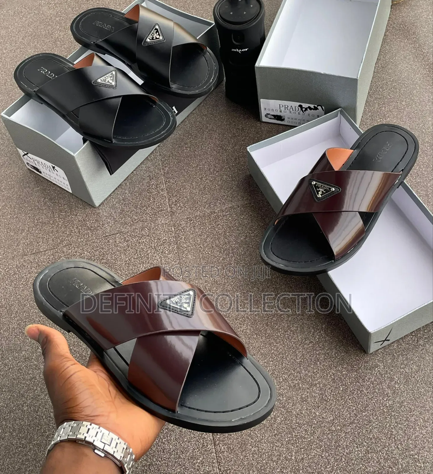 New Prada Unique Leather Slippers