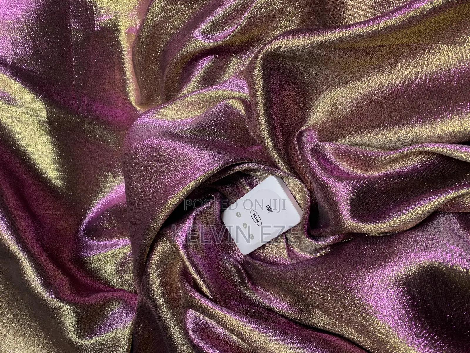 Premium Magenta and Gold Damask Material