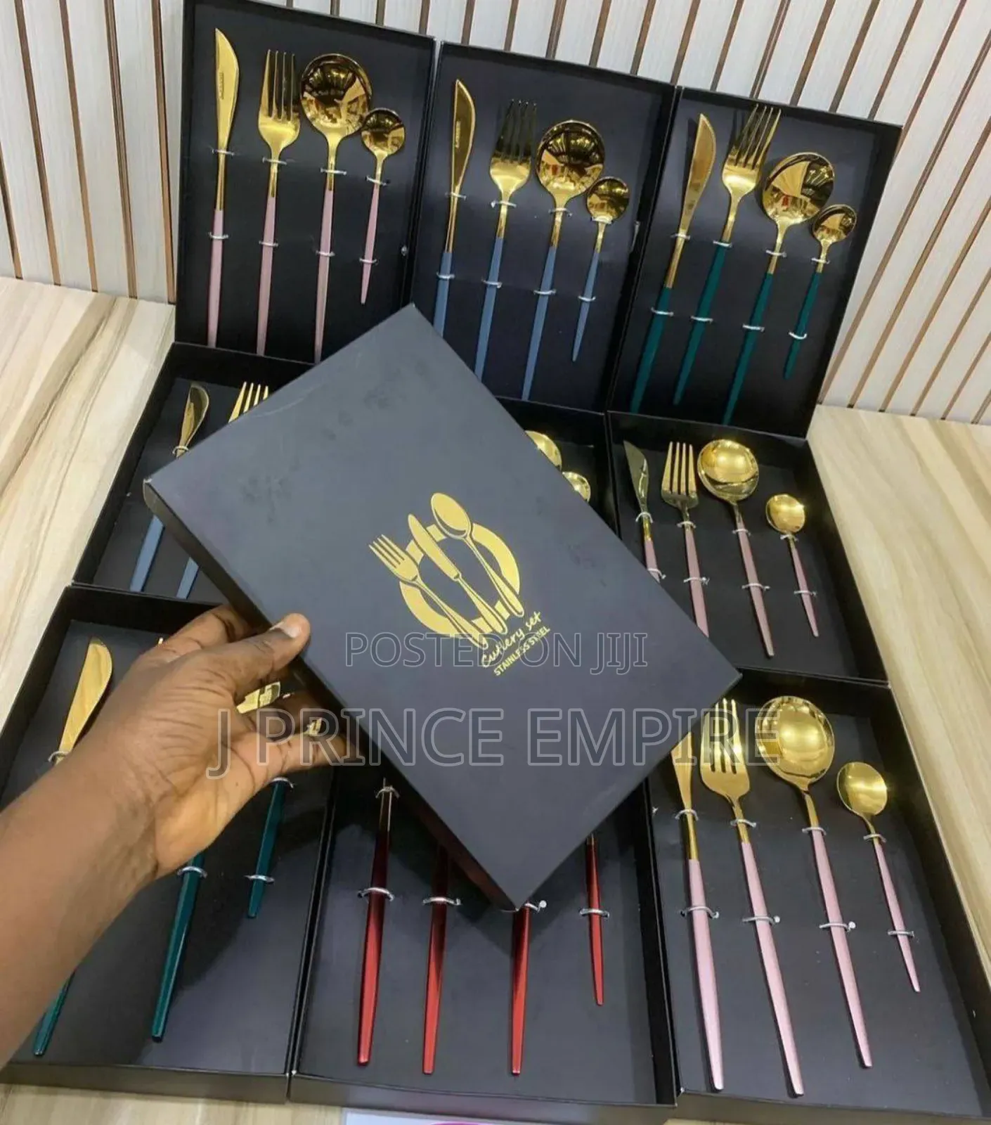 4pcs Stainless Steel Cutlery Set - Elegant Black Gift Box