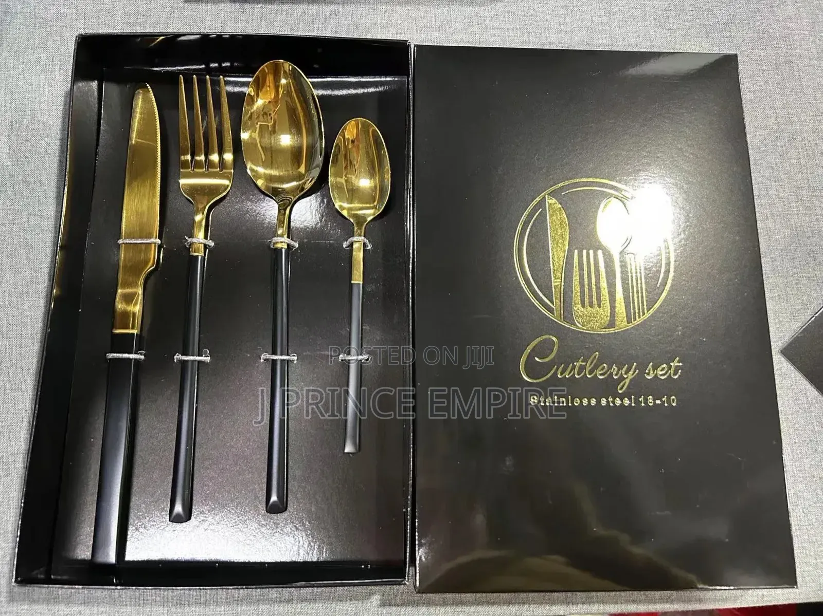 4pcs Stainless Steel Cutlery Set - Elegant Black Gift Box