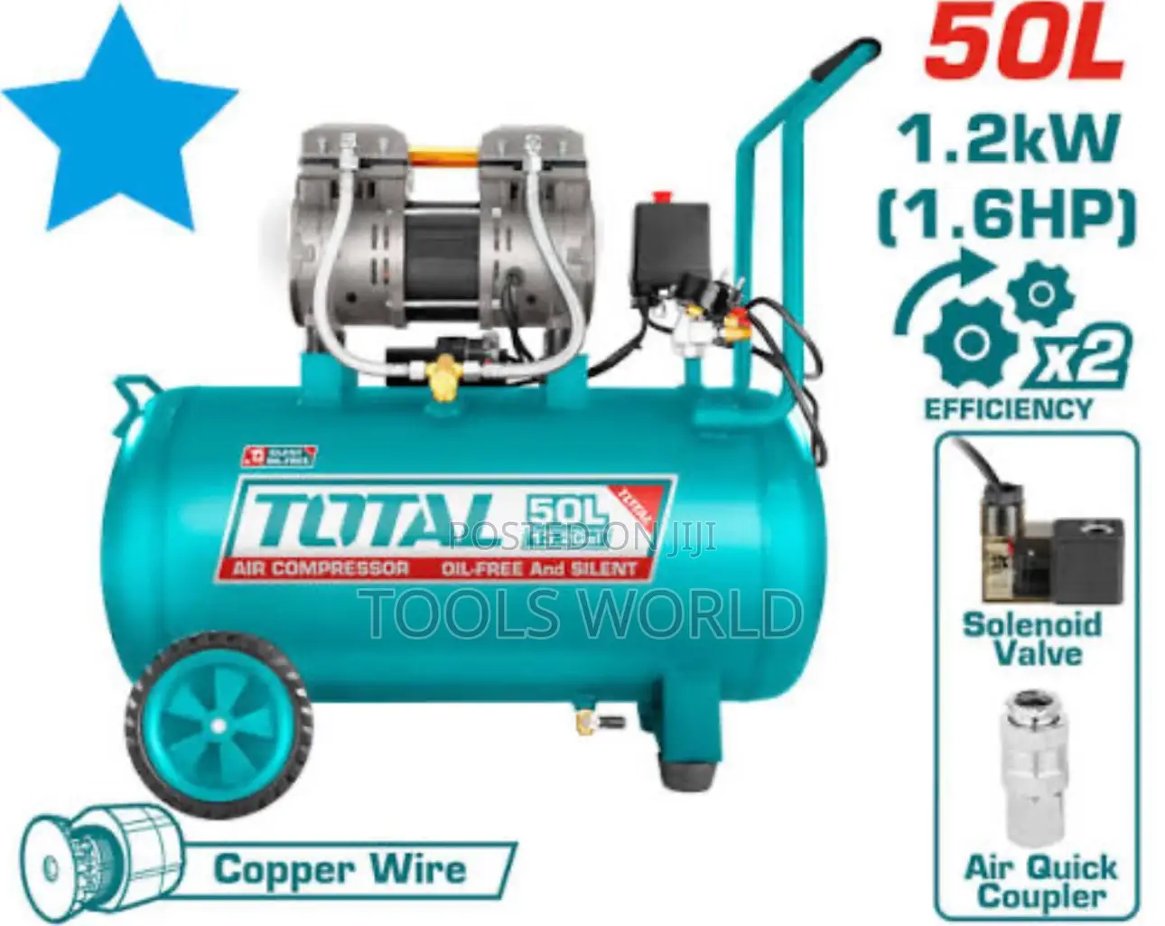 Total TCS Air Compressor 50l Oiless