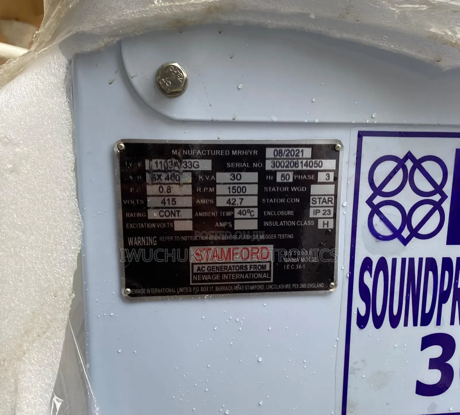 Original Perkins 30kva Capacity [Diesel Soundproof Generator Set] ✓✓✓