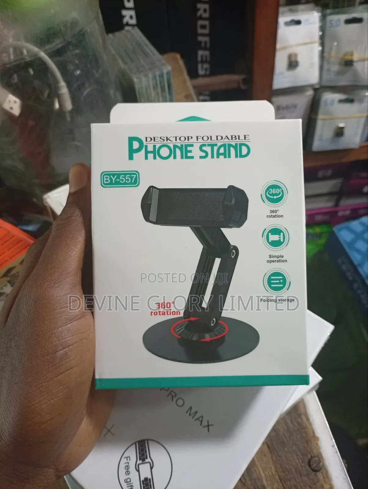 By-557 Foldable Desktop Phone Stand – Adjustable 360° Holder