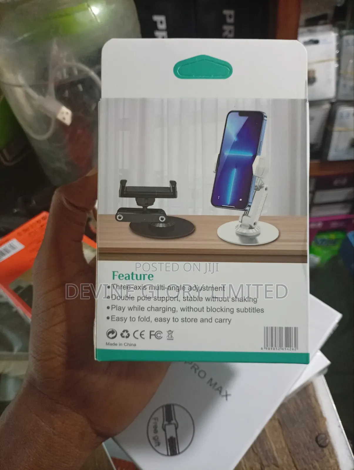 By-557 Foldable Desktop Phone Stand – Adjustable 360° Holder