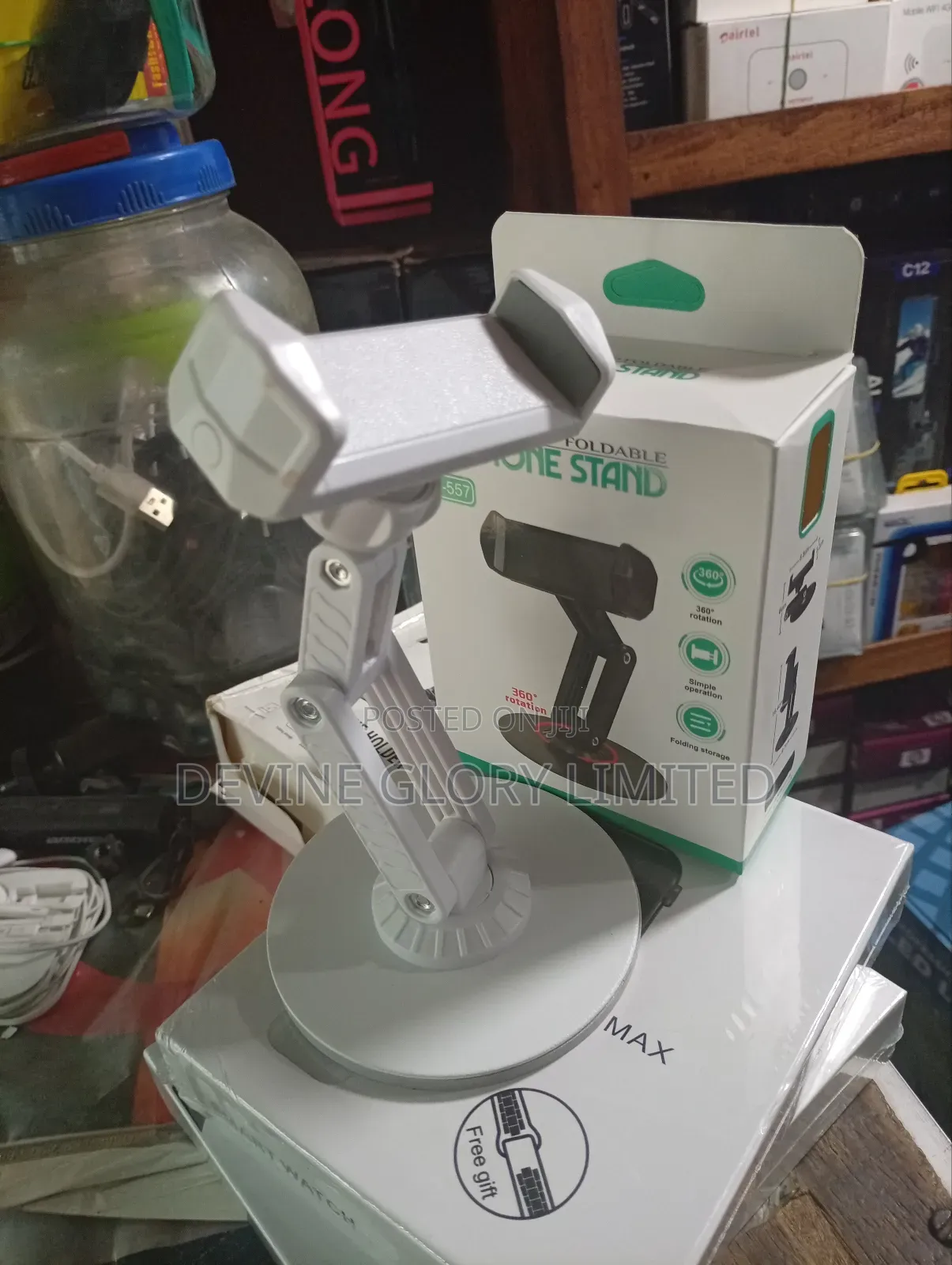 By-557 Foldable Desktop Phone Stand – Adjustable 360° Holder
