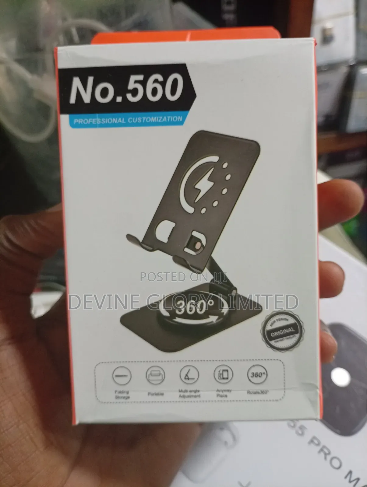 No. 560 Metal Foldable Phone Stand – Adjustable 360° Desktop Holder