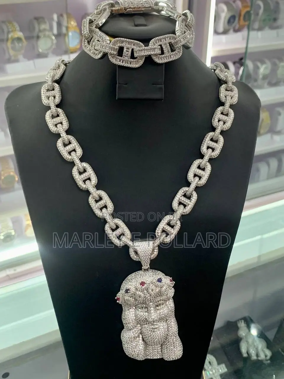 Bulky Full Iced Out Cubic Zirconia Jesus Peice Round Cuban Necklace