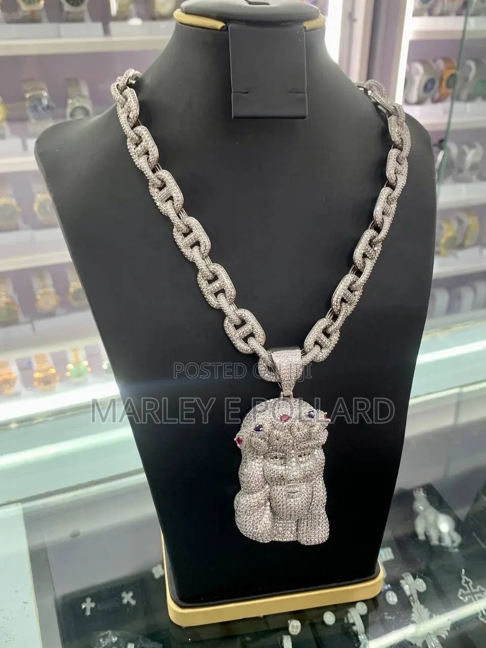 Bulky Full Iced Out Cubic Zirconia Jesus Peice Round Cuban Necklace
