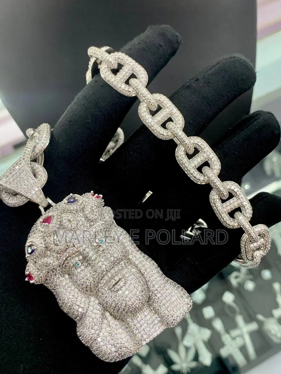 Bulky Full Iced Out Cubic Zirconia Jesus Peice Round Cuban Necklace