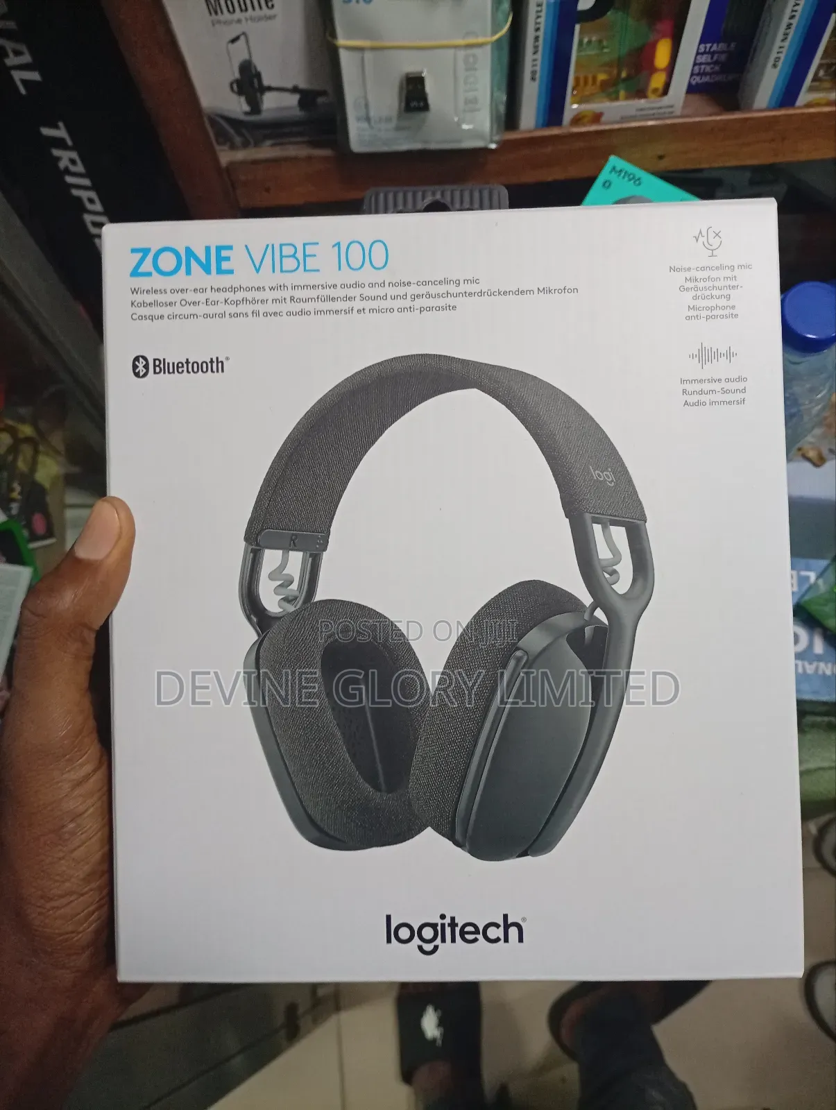 Logitech Zone Vibe 100 Wireless Over-Ear Headset – Noise-Cancel Mic