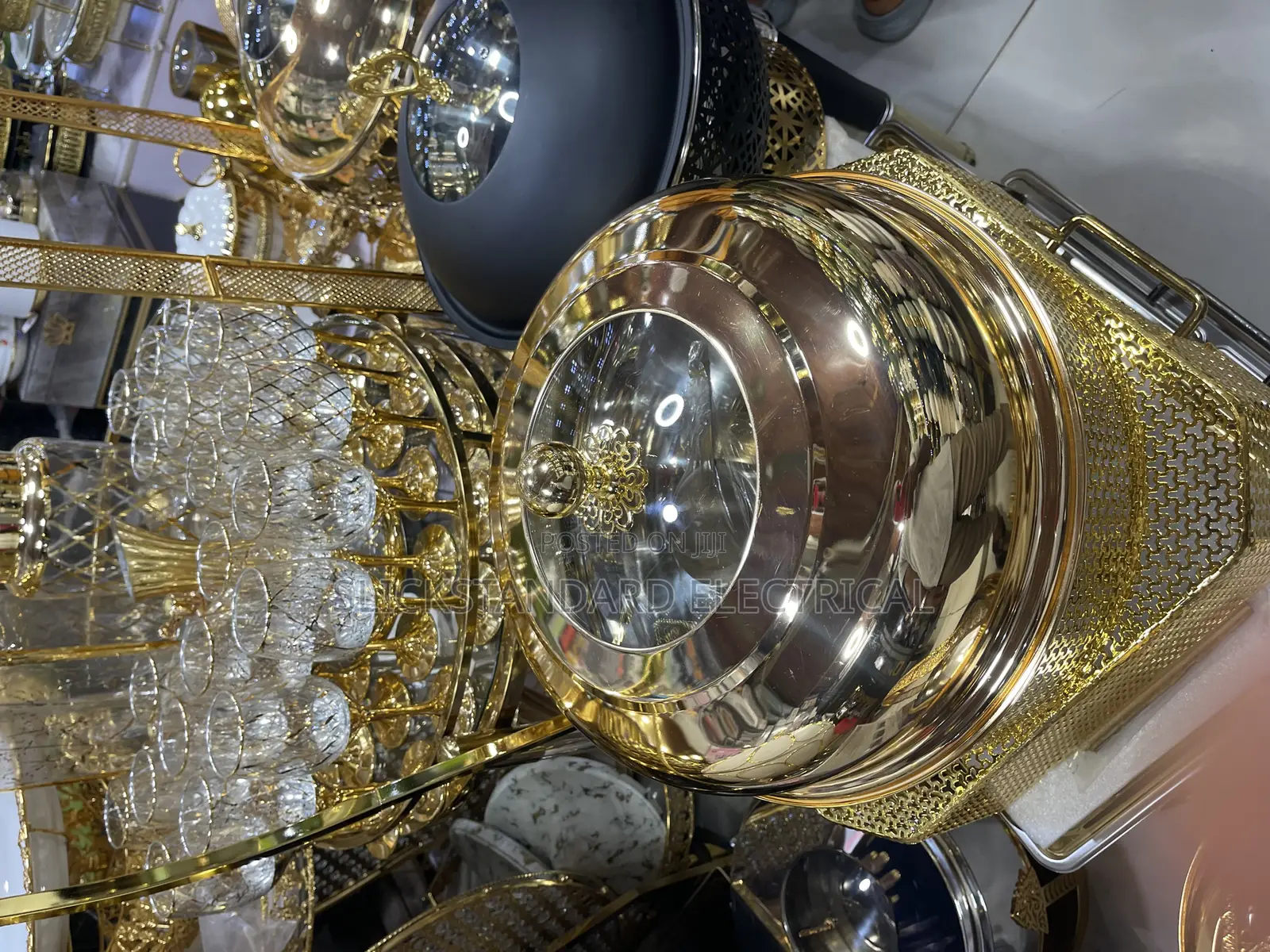 Buffet With Gold Glass
