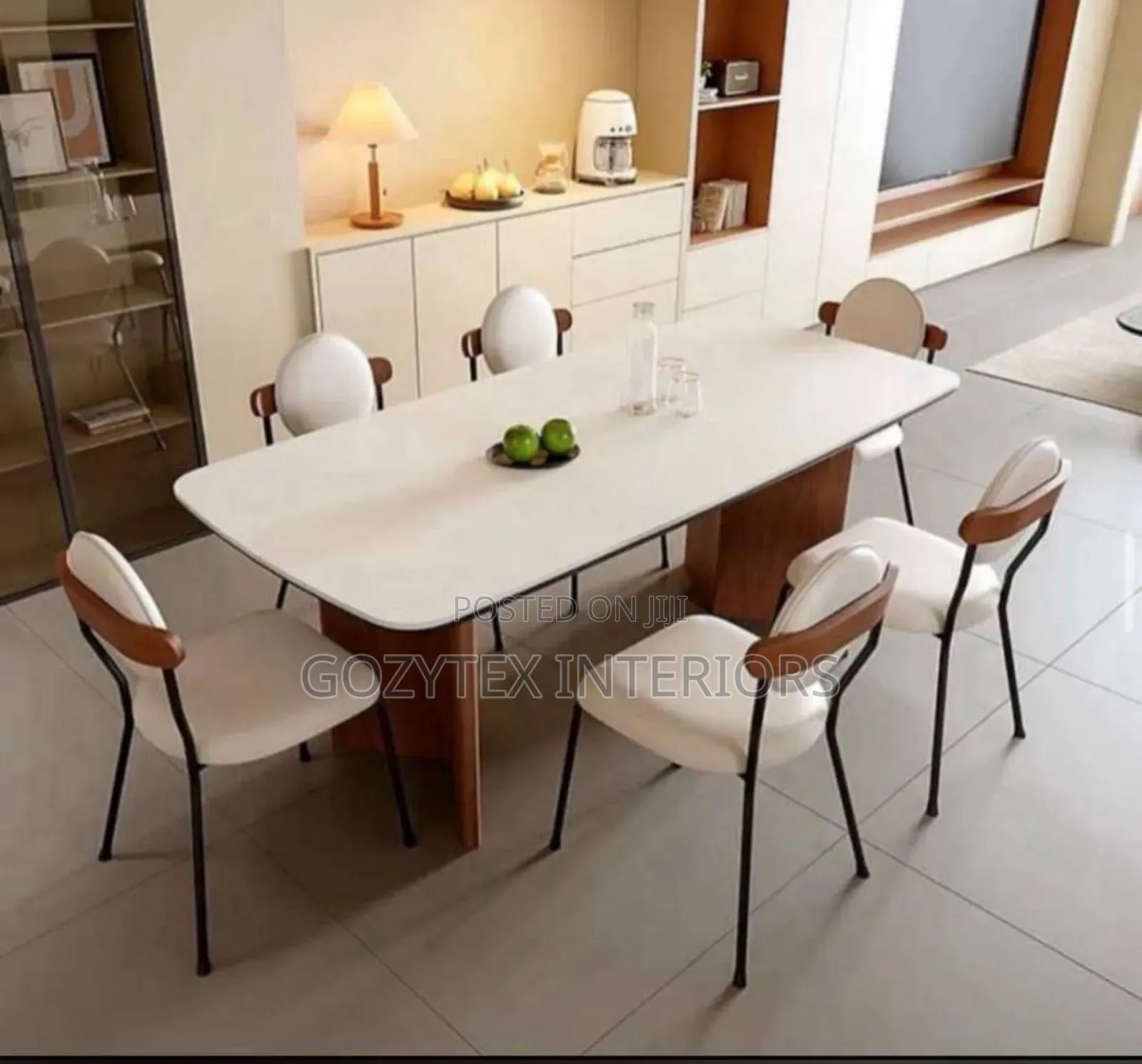 Marble Dinning With Wooden Leg