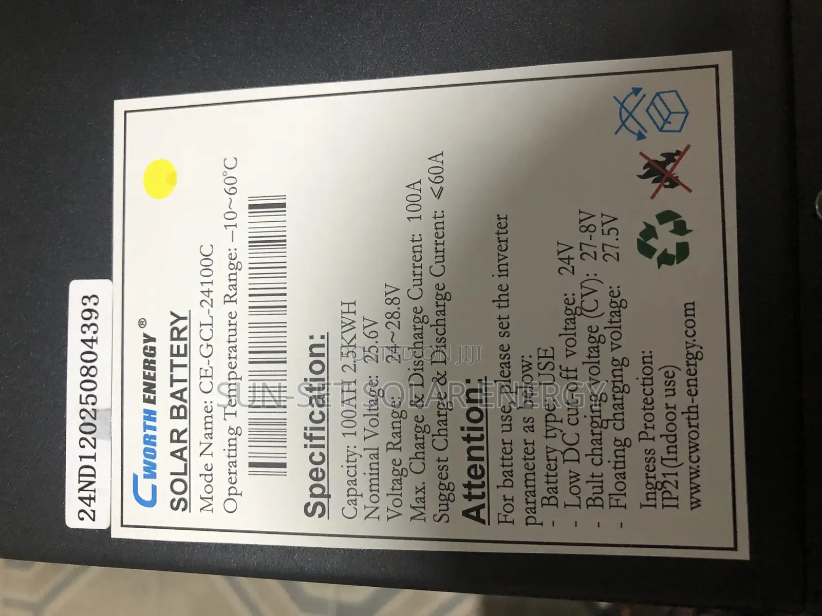 Cworth Lithium Battery 2.5kwh 24v 5yrs Warranty