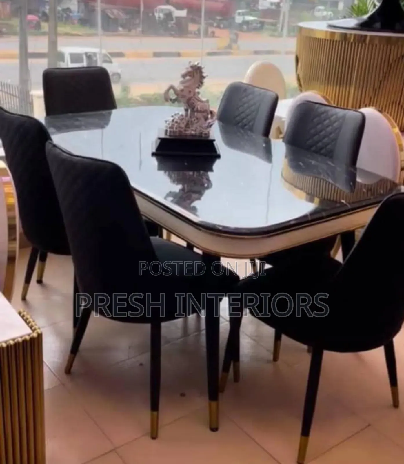 Black Marble Top Dining Set