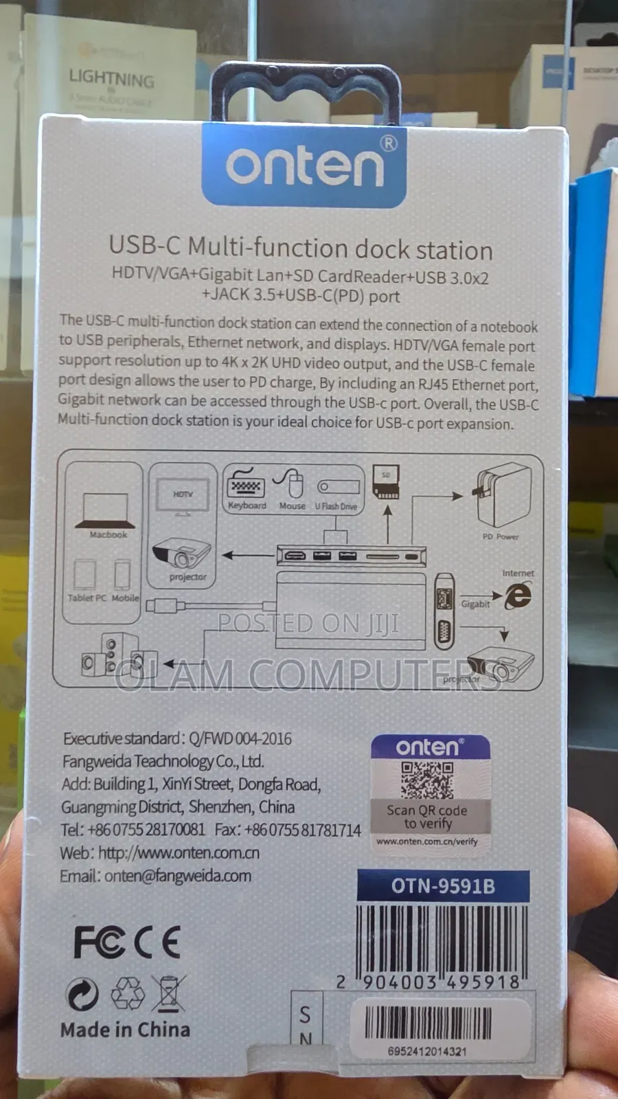 Onten 8-in-1 Usb-Can Multi-Functional Dock Station Otn-9591bb