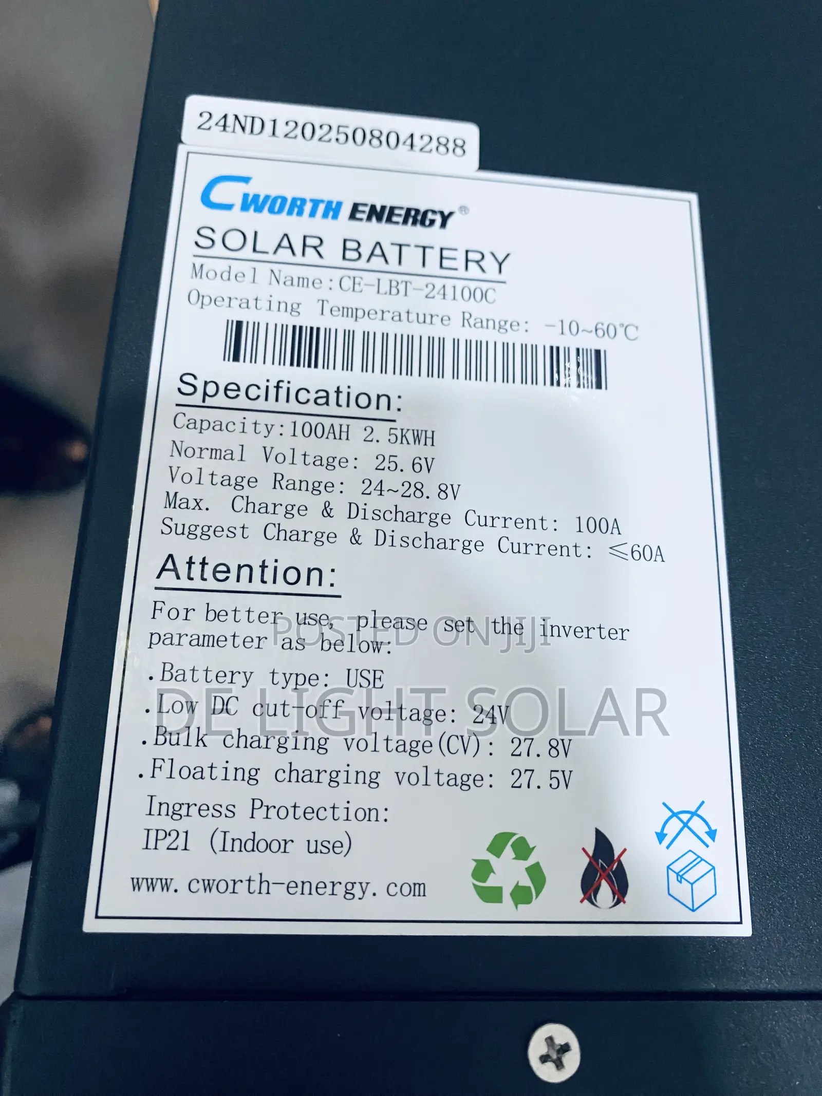 2.5kwh 24v Cworth Battery