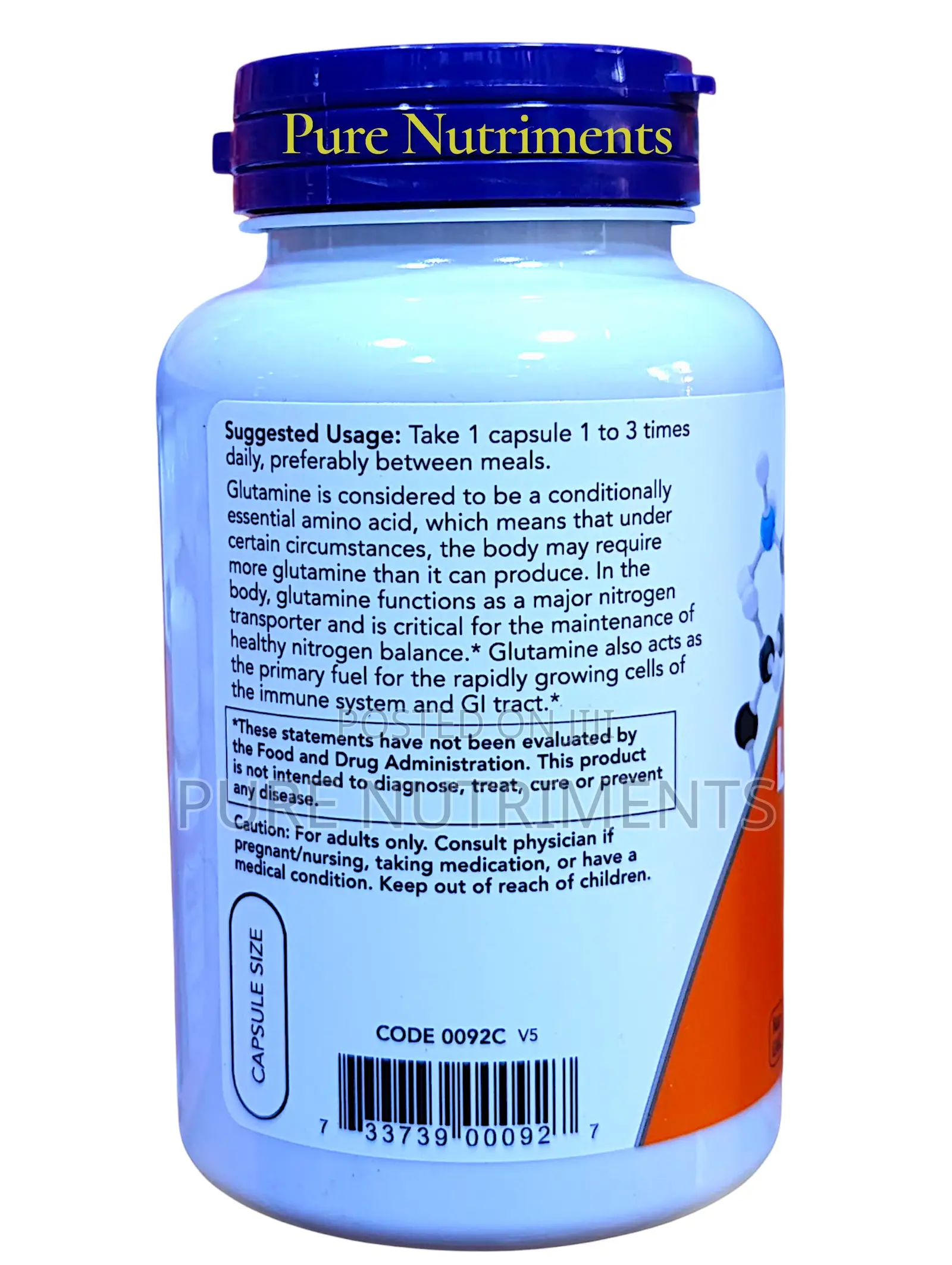 Now L-Glutamine 500mg – Immune Muscle Support (120 Veg Capsules)