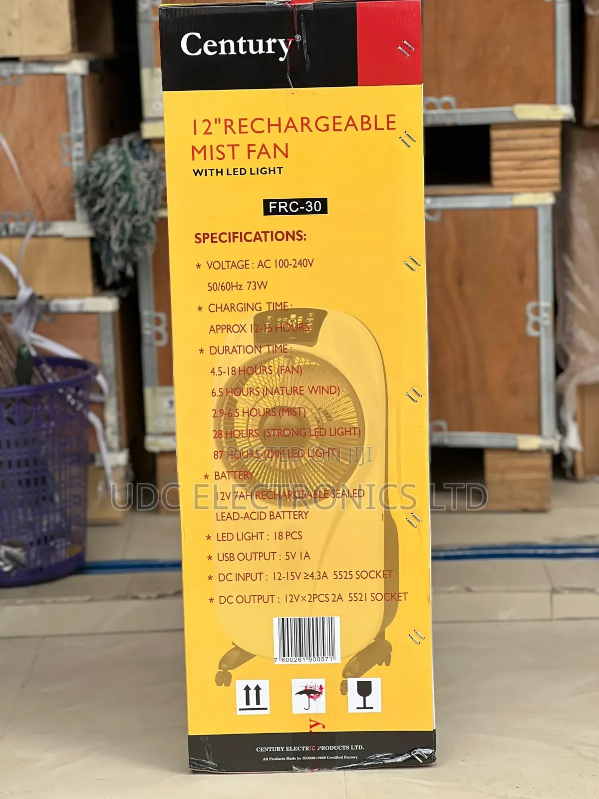 Century 12" Inches Rechargeable Mist Fan