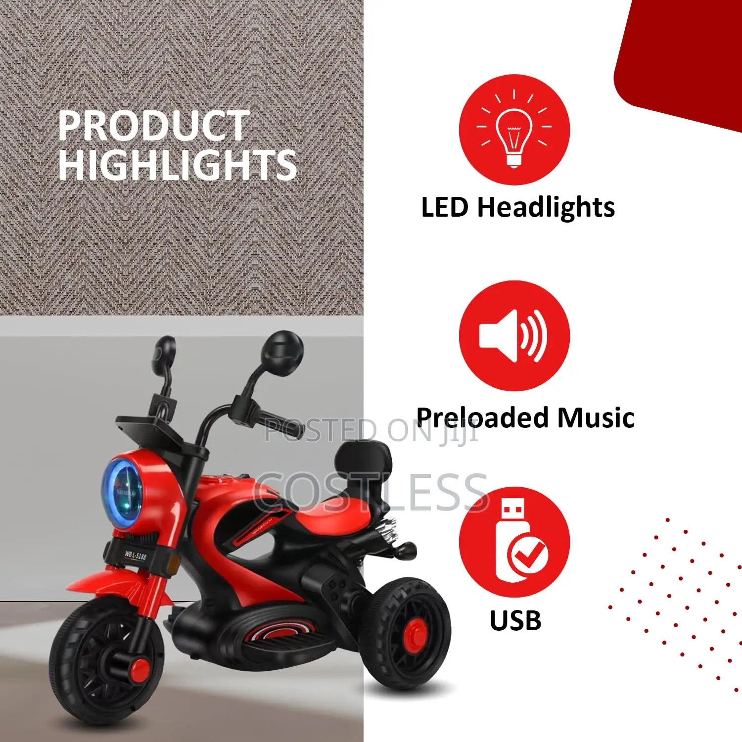 Kids' Battery-Operated Ride-on Bike