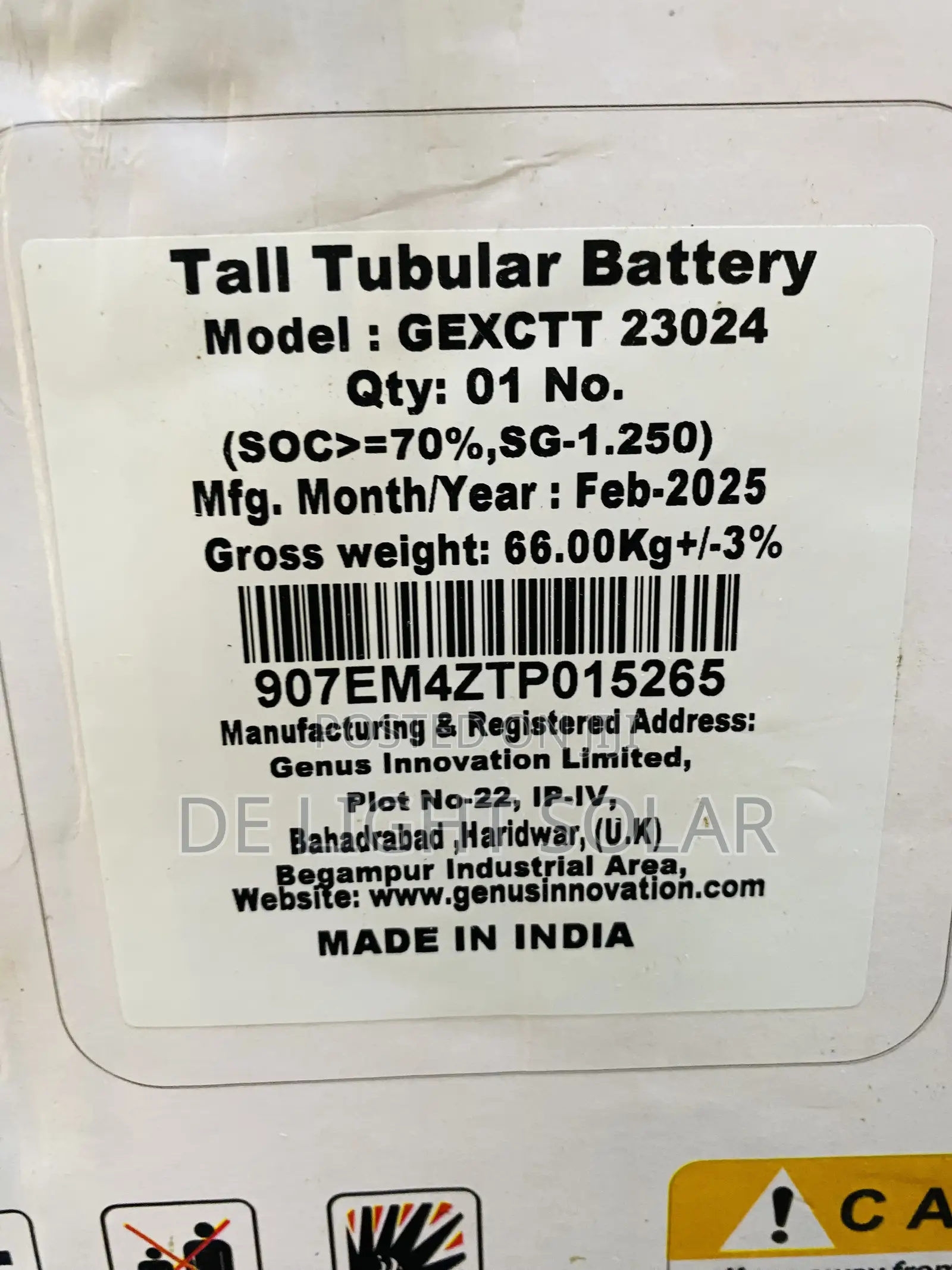 230ah Genus Tubular Battery