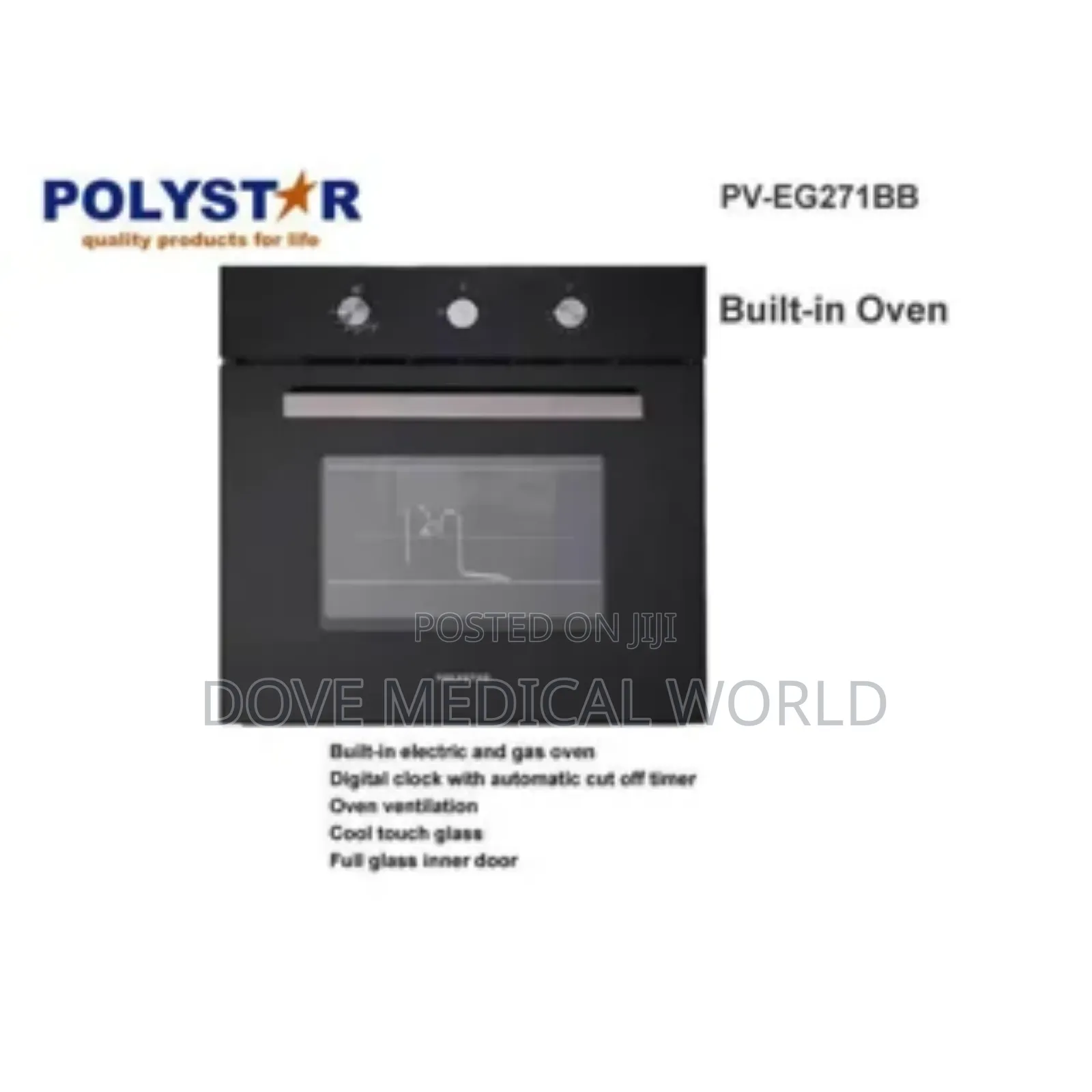 Polystar 65 Liters Electric Gas Built in Oven | Pv-Eg271bb