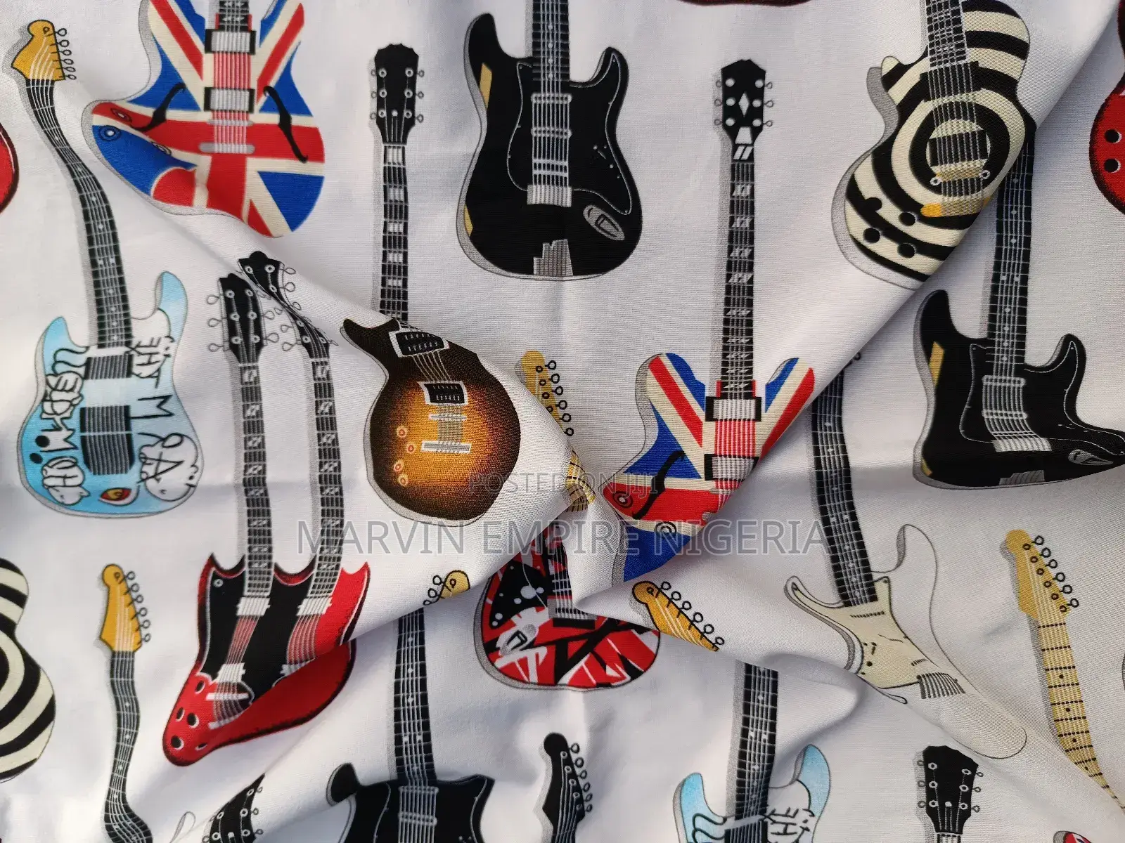 Marvin Empire Fashion Electric Guitar Print Handkerchief - Scarf