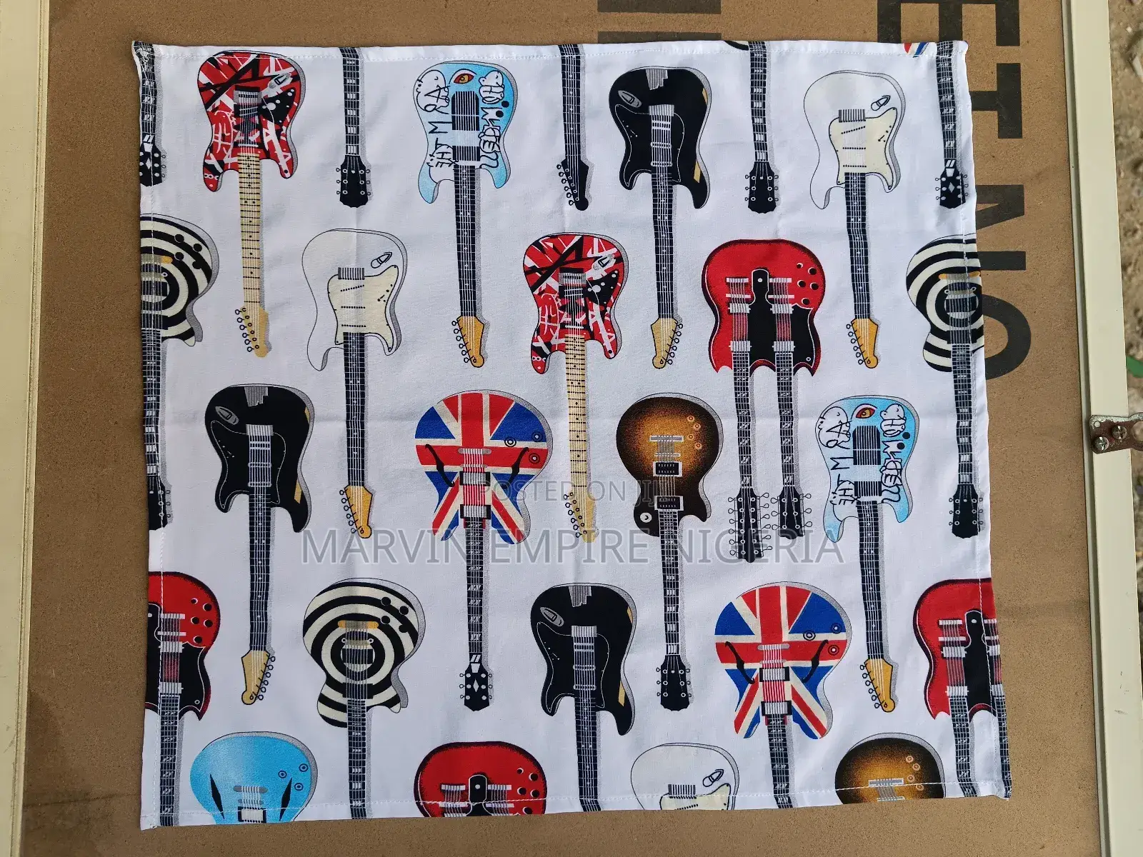 Marvin Empire Heavy Metal Guitar Print Handkerchief Scarf Retro Fabric