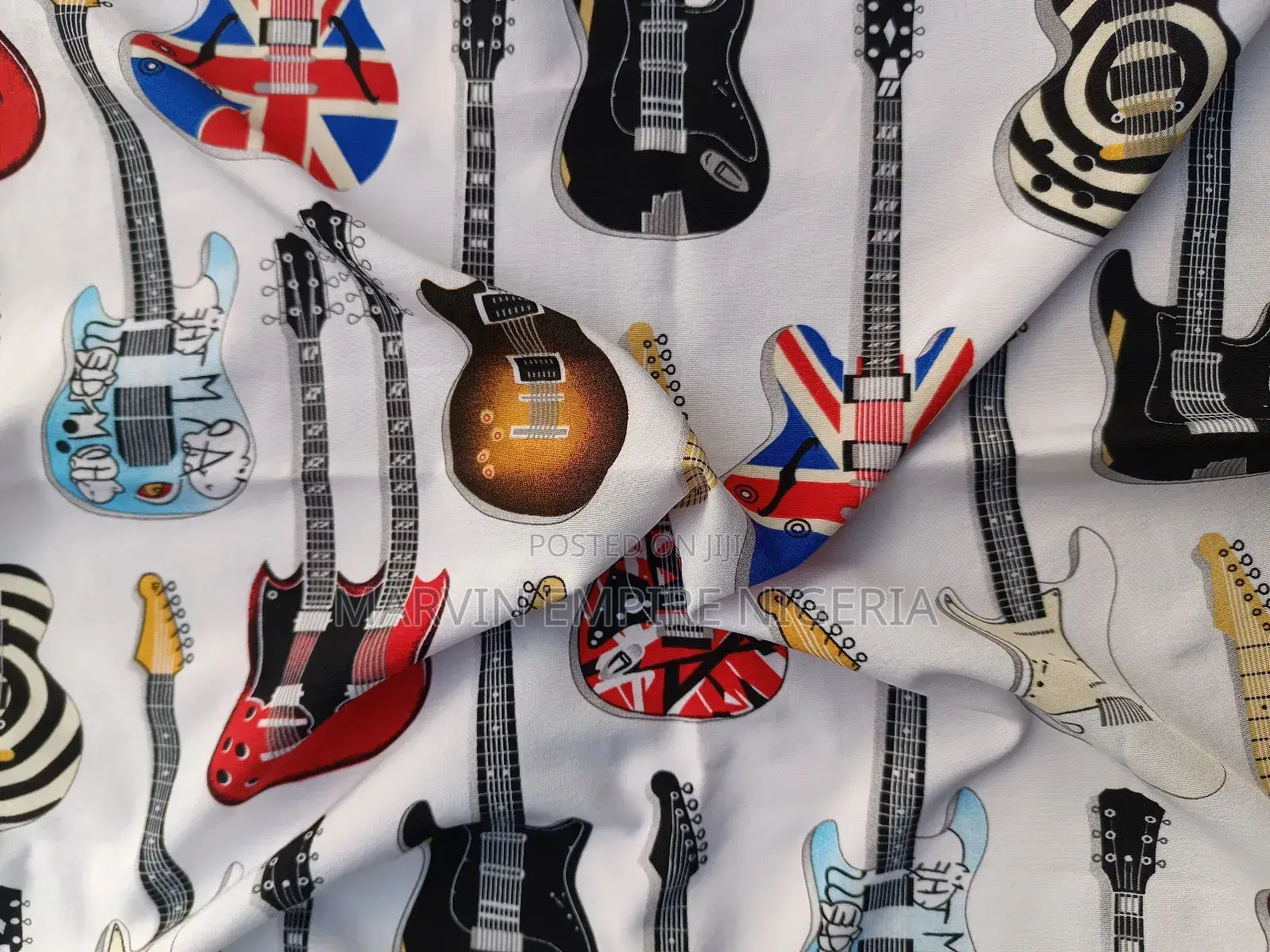 Marvin Empire Heavy Metal Guitar Print Handkerchief Scarf Retro Fabric