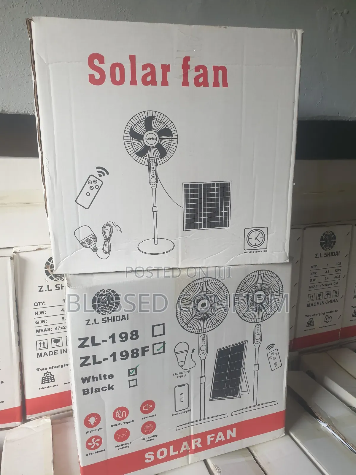 Powerful Solar 16" Rechargeable Fan With Solar Panel and Remote