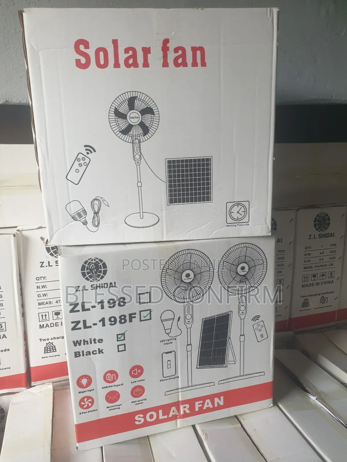 Original All in One Solar Standing Fan With Led Light and Panel