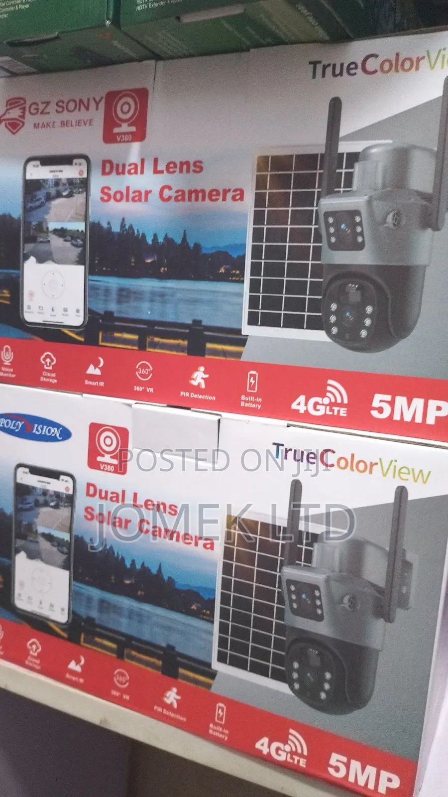 V380 Pro 5mp 4g Dual Lens PTZ Solar Camera Dual Screens
