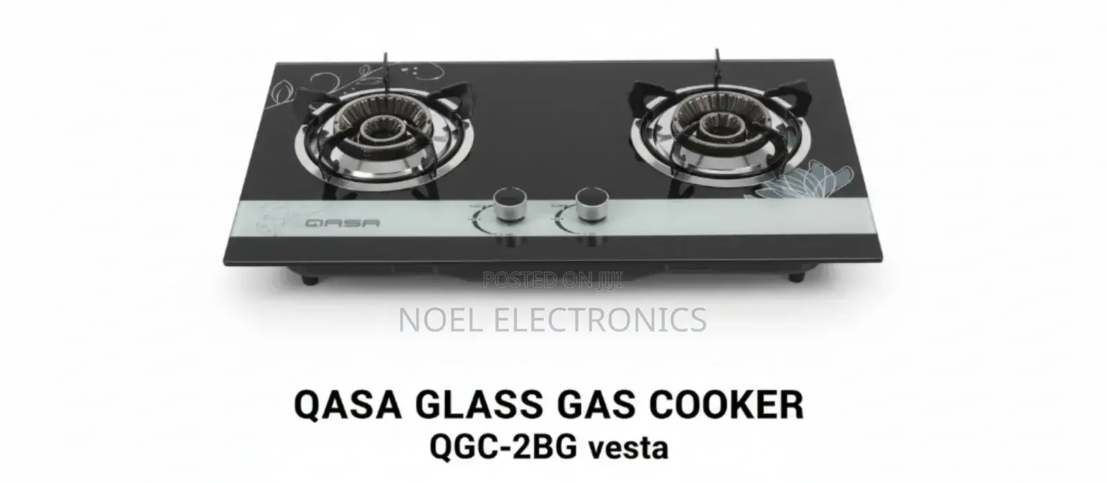 Qasa 2- Burner Tempered Glass Gas Cooker