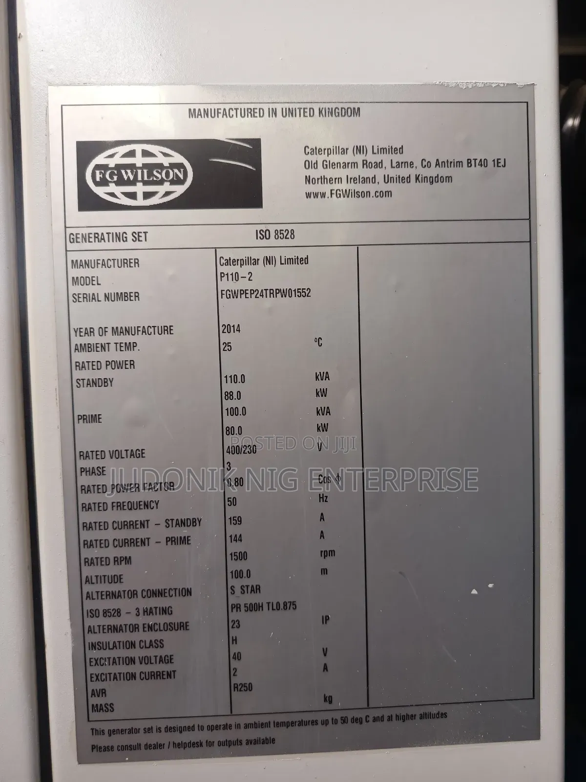110kva Uk Perkins Generator