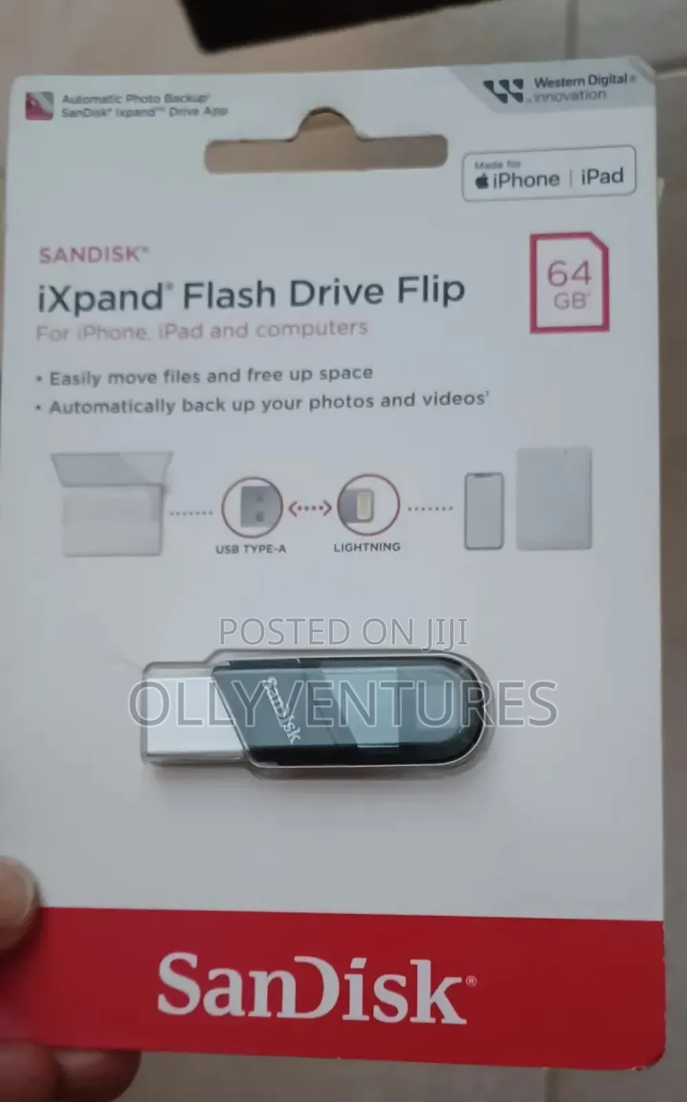 Sandisk Ixpand Flash Drive Flip 64gb for iPhone,iPad and Computers