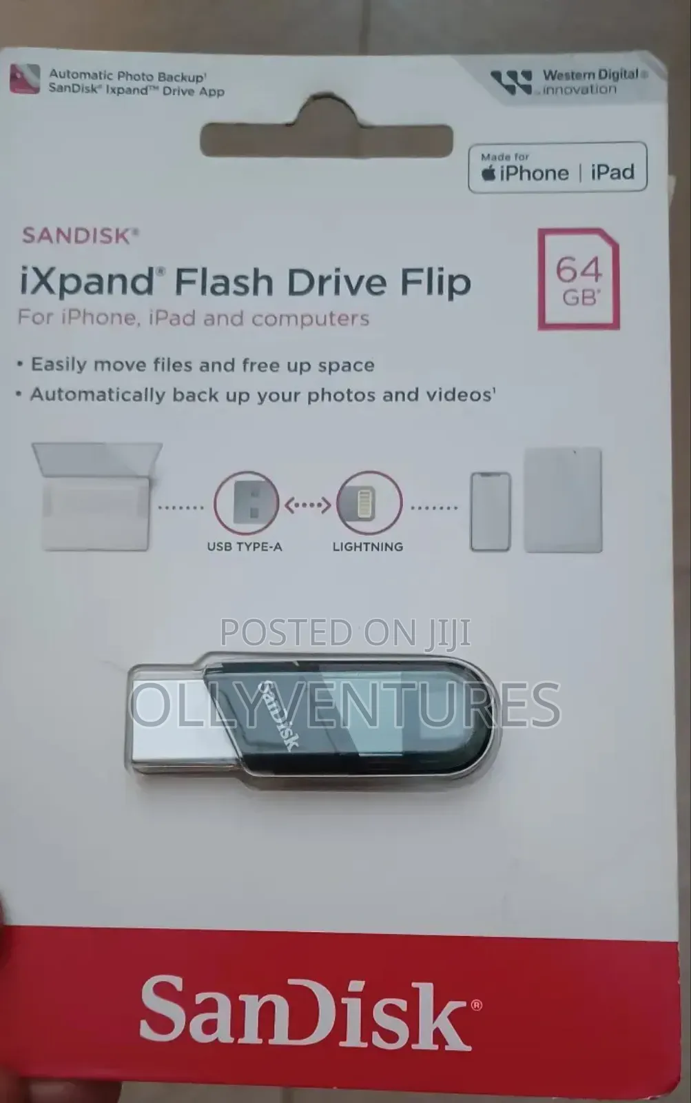 Sandisk Ixpand Flash Drive Flip 64gb for iPhone,iPad and Computers