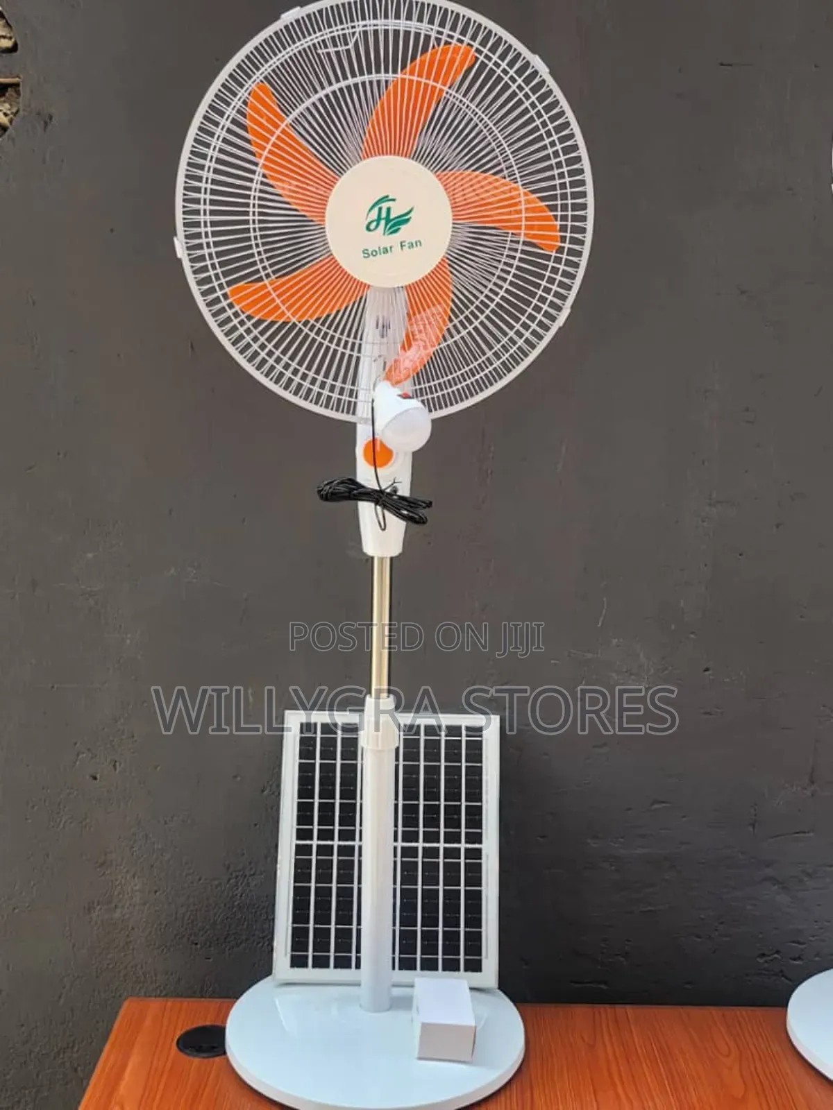 Solar Rechargeable Standing Fan Ac/Dc With Panel & Bulbs