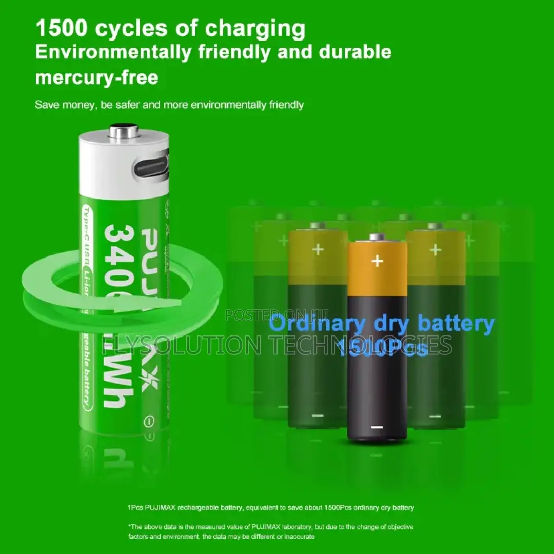 4ps In A Pack Usb Rechargeable Aa Lithium 1.5v 3400mwh Batteries